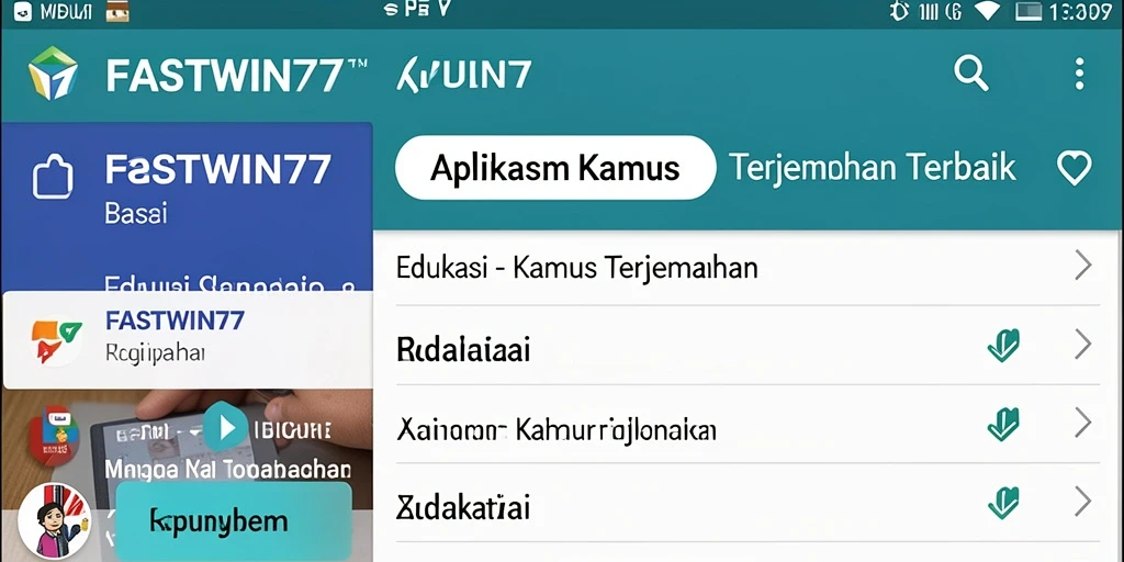 Screenshot utama FASTWIN77 menampilkan antarmuka Kamus Terjemahan yang intuitif.