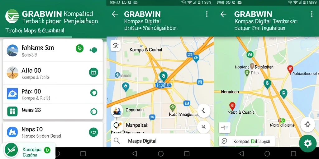 Tampilan antarmuka GRABWIN dengan fungsi kompas digital yang intuitif.
