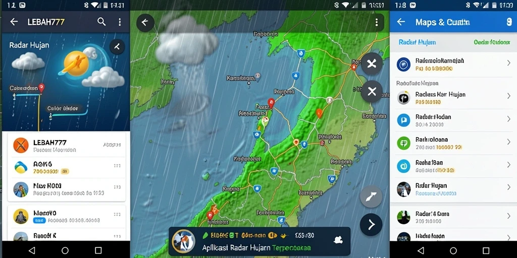 Antarmuka aplikasi LEBAH777 yang menampilkan radar hujan secara jelas.
