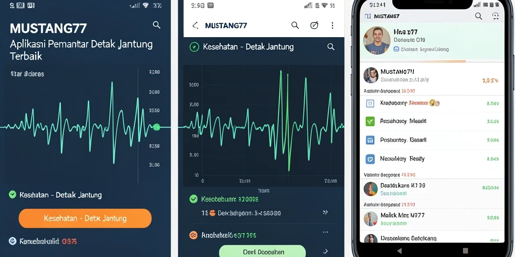 Tampilan antarmuka MUSTANG77 dengan fitur pemantauan detak jantung.