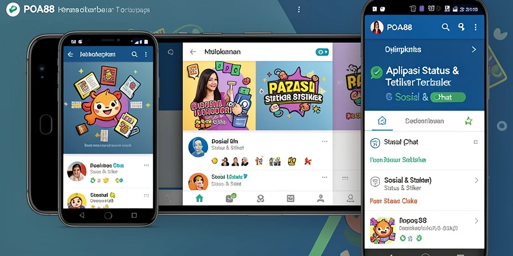Antarmuka POA88 yang menarik dengan berbagai stiker kreatif.