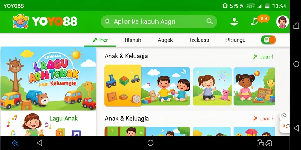 Antarmuka YOYO88 yang ceria dan penuh warna untuk Lagu Anak.