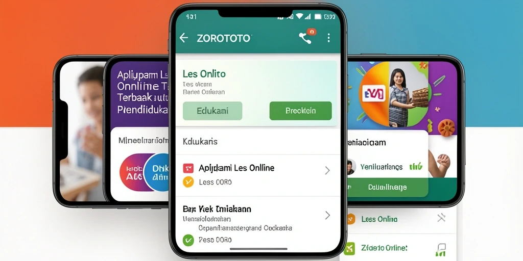 Tampilan antarmuka aplikasi ZOROTOTO untuk Les Online yang interaktif.